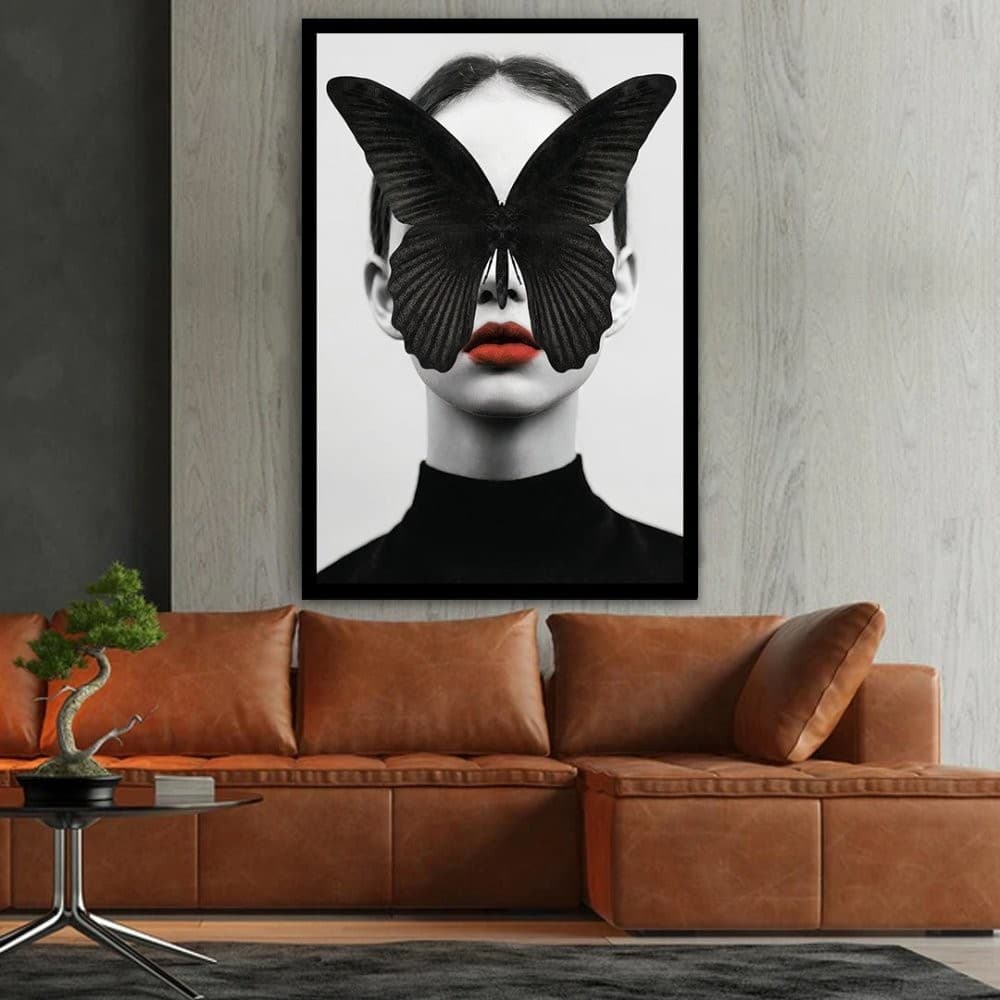 Quadro Decorativo GRANDE Alta Resolução Para Sala Quarto Escritório Quadro Mulher Borboleta