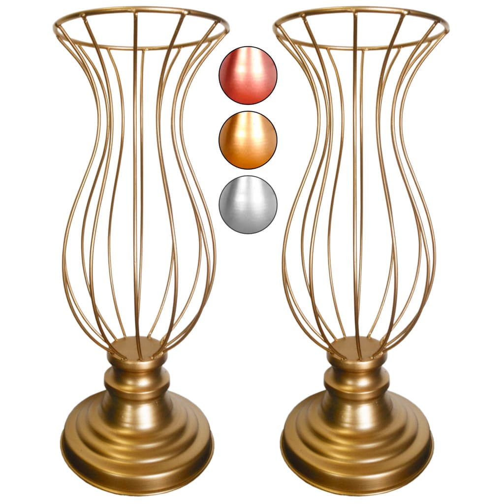 2 Vaso Dourado Armação Jarros 40cm Para Pedrarias Decoração de Festa