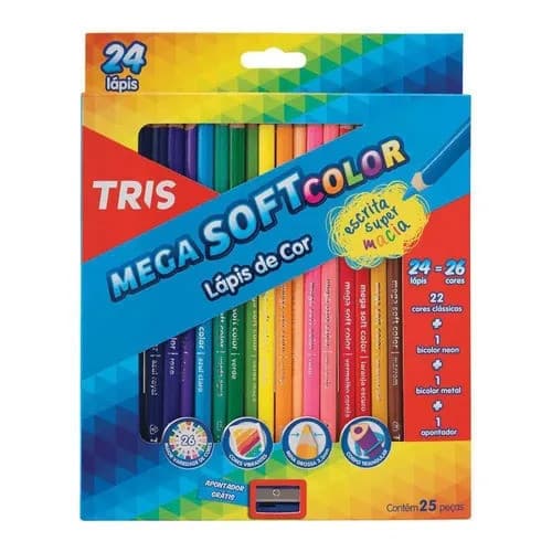 Lápis aquarelável Tris com 24 cores + pincel + apontador