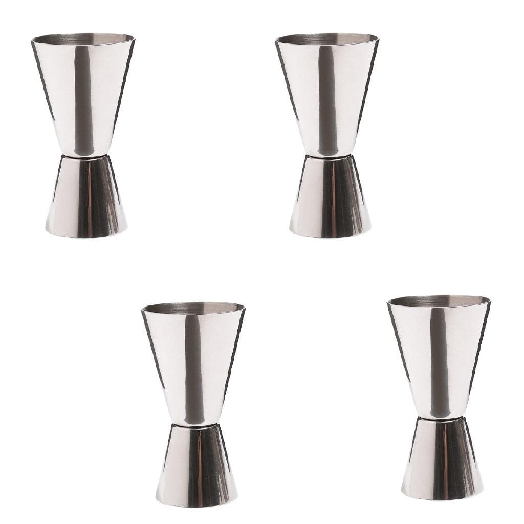 Kit 4 Copo Dosador Duplo Inox 25/50ml Bebida Drinks Coquetel