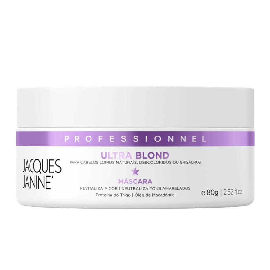 Máscara Tratamento Loiro Matizador Desamarelador Ultra Blond Jacques Janine 80g