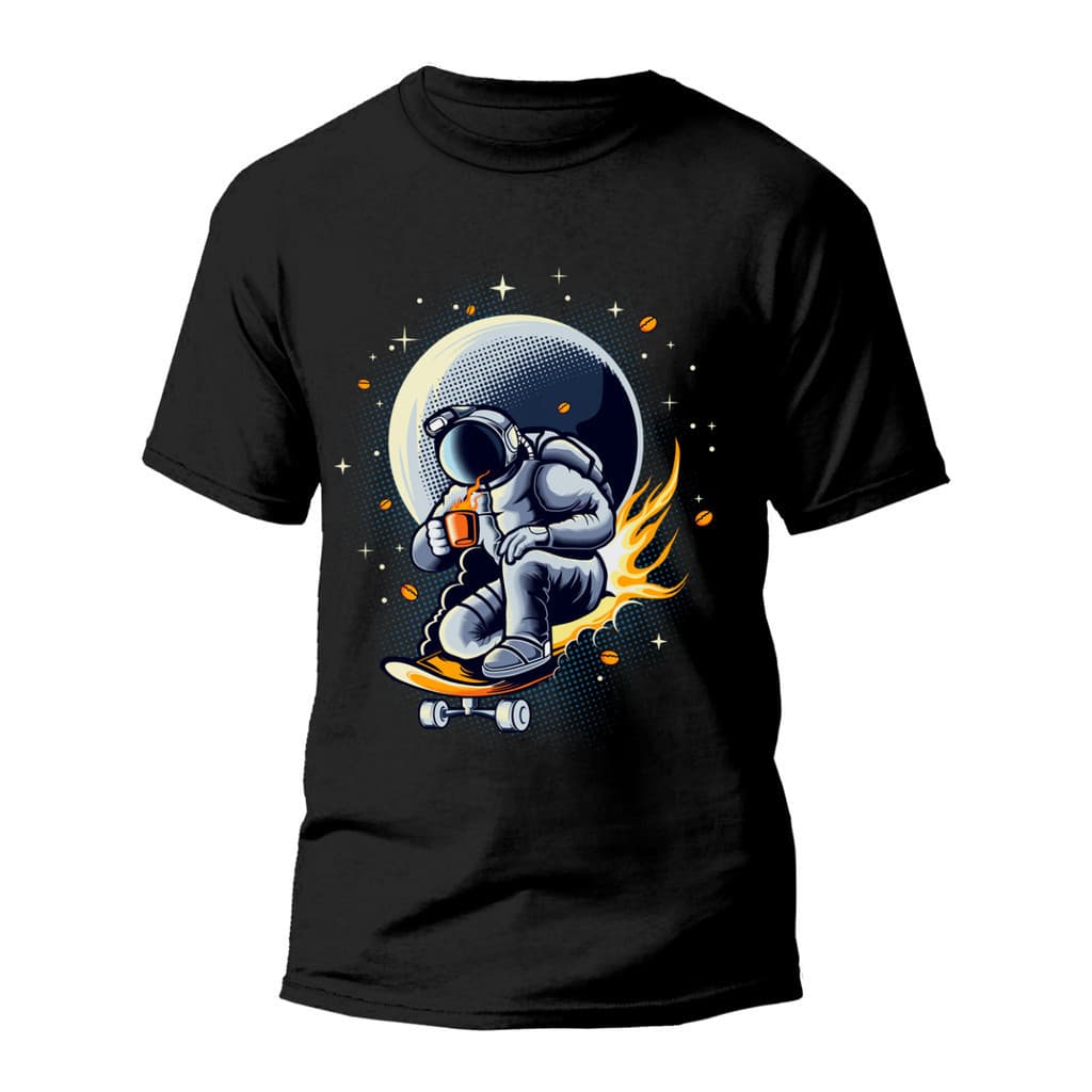 Camiseta Premium Algodão Estampada Especial Astronauta Com Skate REF1069