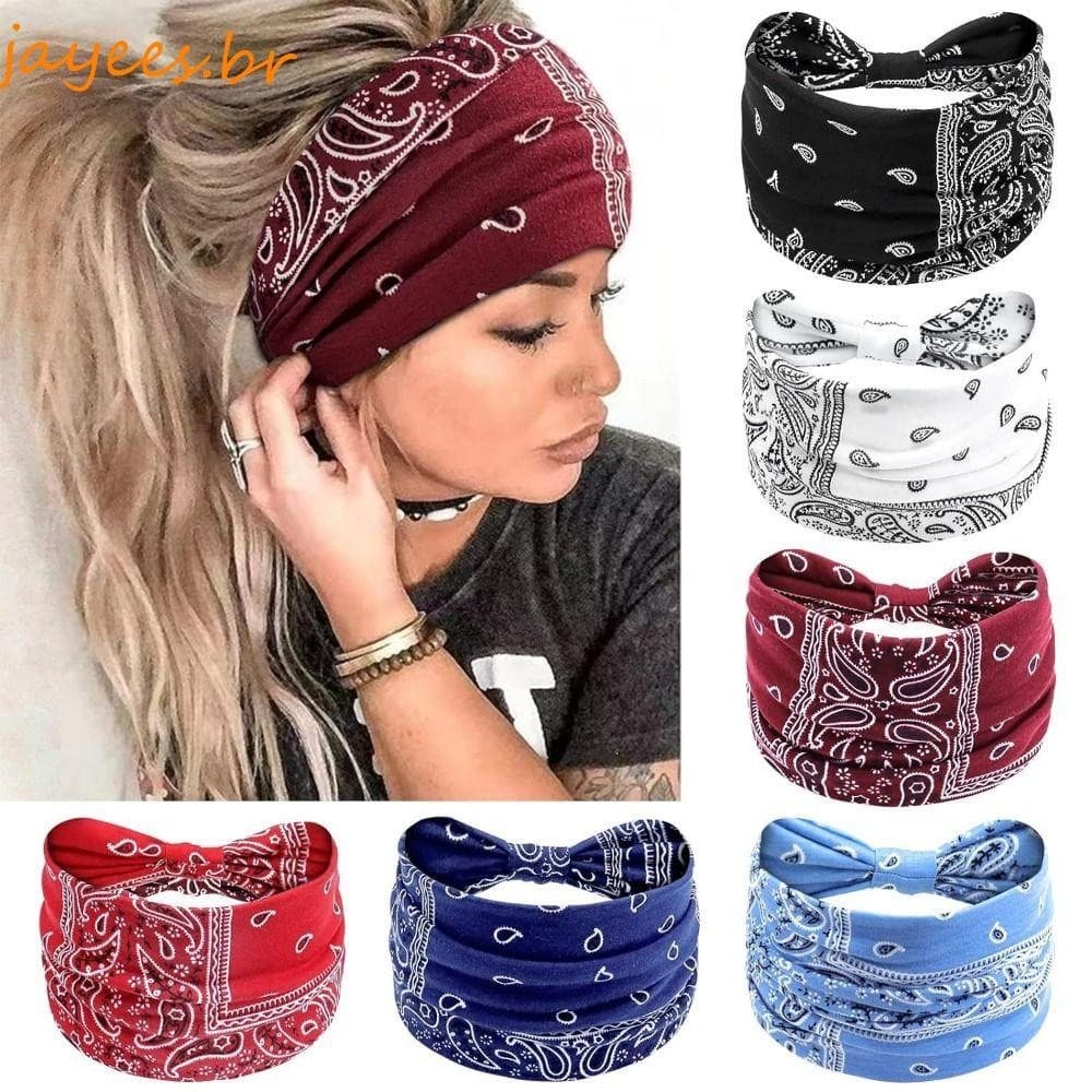 JAYEES Faixa De Cabeça Para Ioga , Charmosa Estampa De Caju , Turbantes Com Nó Boho , Bandanas Florais Unissex