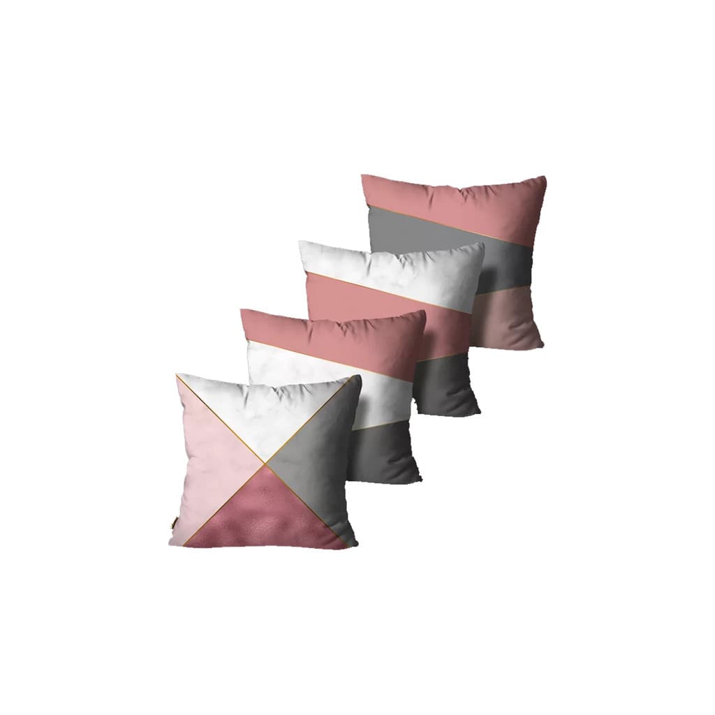 Kit com 4 Capas de Almofadas Decorativas Abstrata Rosa