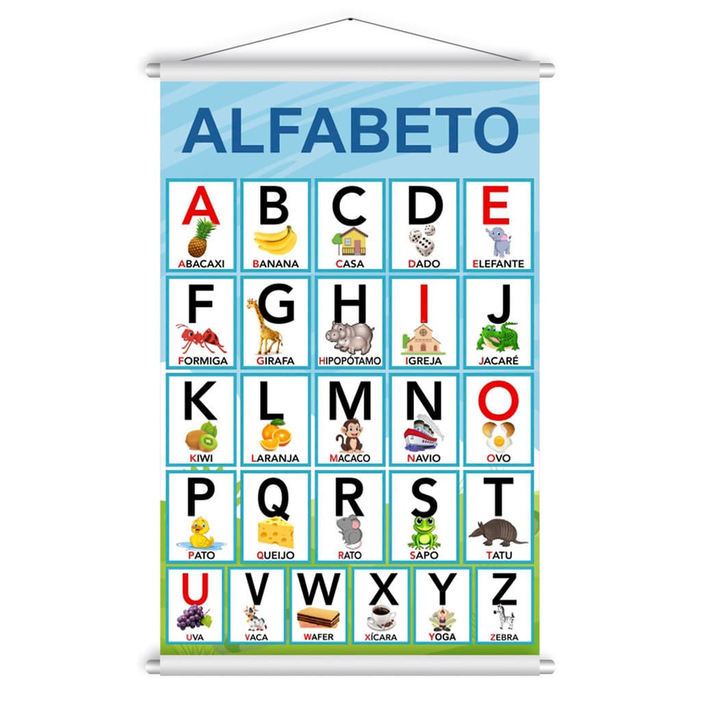 Banner Educativo Alfabeto Letras Didático Desenhos 60x90cm