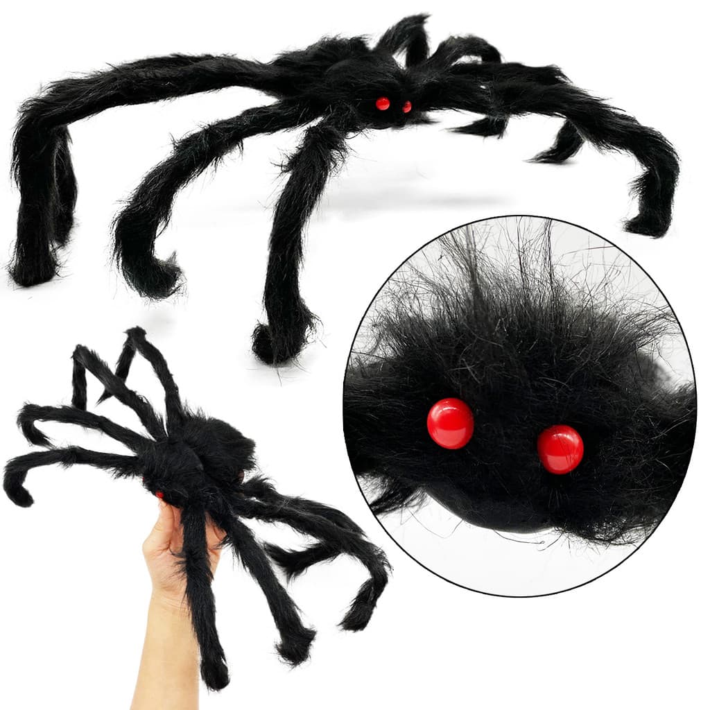 Aranha Grande Peluda Assustadora Realista Enfeite 60cm Halloween Festa Carnaval