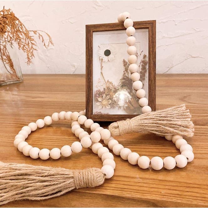 Talão De Madeira Natural Guirlanda Com Juta Rústico Pendurado Borlas Corda Artesanal De Fazenda De Parede Ornamento DIY