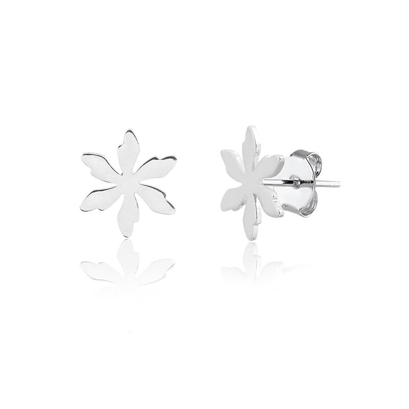 Brinco Pequeno Banho de Prata Chapinha Flor Lisa (1cm)