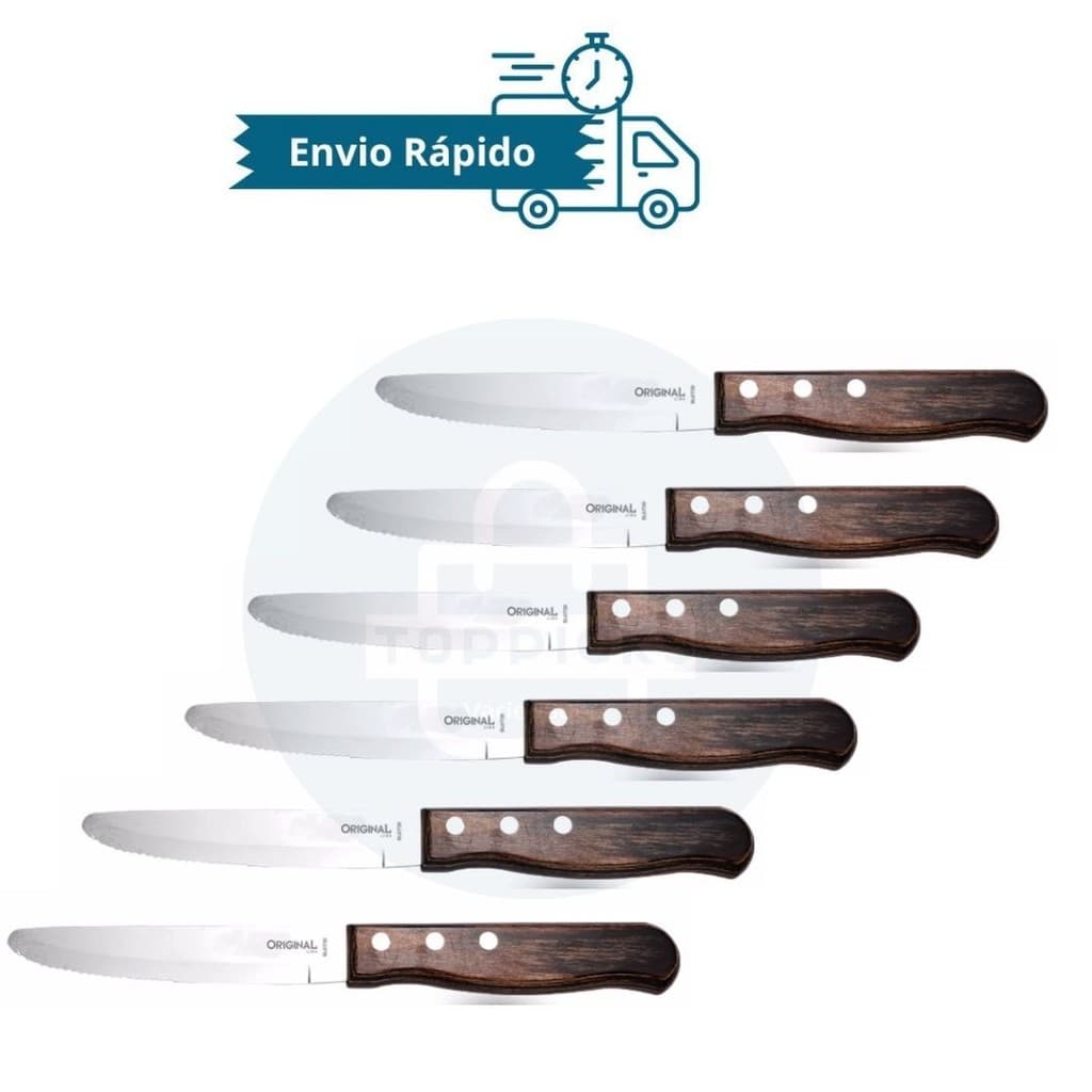 Faca para Churrasco Linha Jumbo – Lâmina em Aço Inox e Cabo em Madeira Polywood (Conjunto com 6 Unidades)
