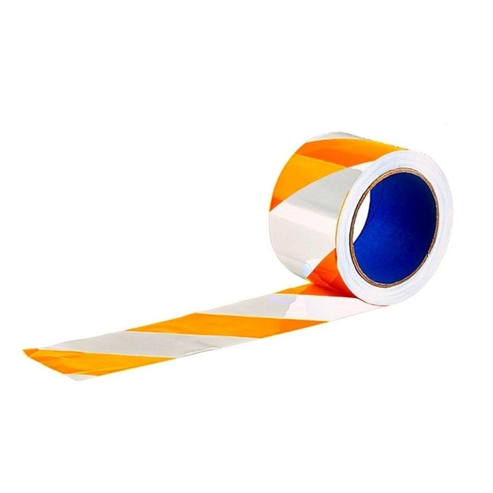Fita Zebrada Em Polietileno 200 Metros 65mm Delta Plus WPS1931 Laranja e Branca