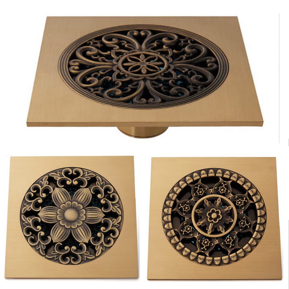 15 * 15cm Quadrado Antigo Latão Chuveiro Dreno Piso Grades De Resíduos Banheiro Desodorante Filtro uhr600
