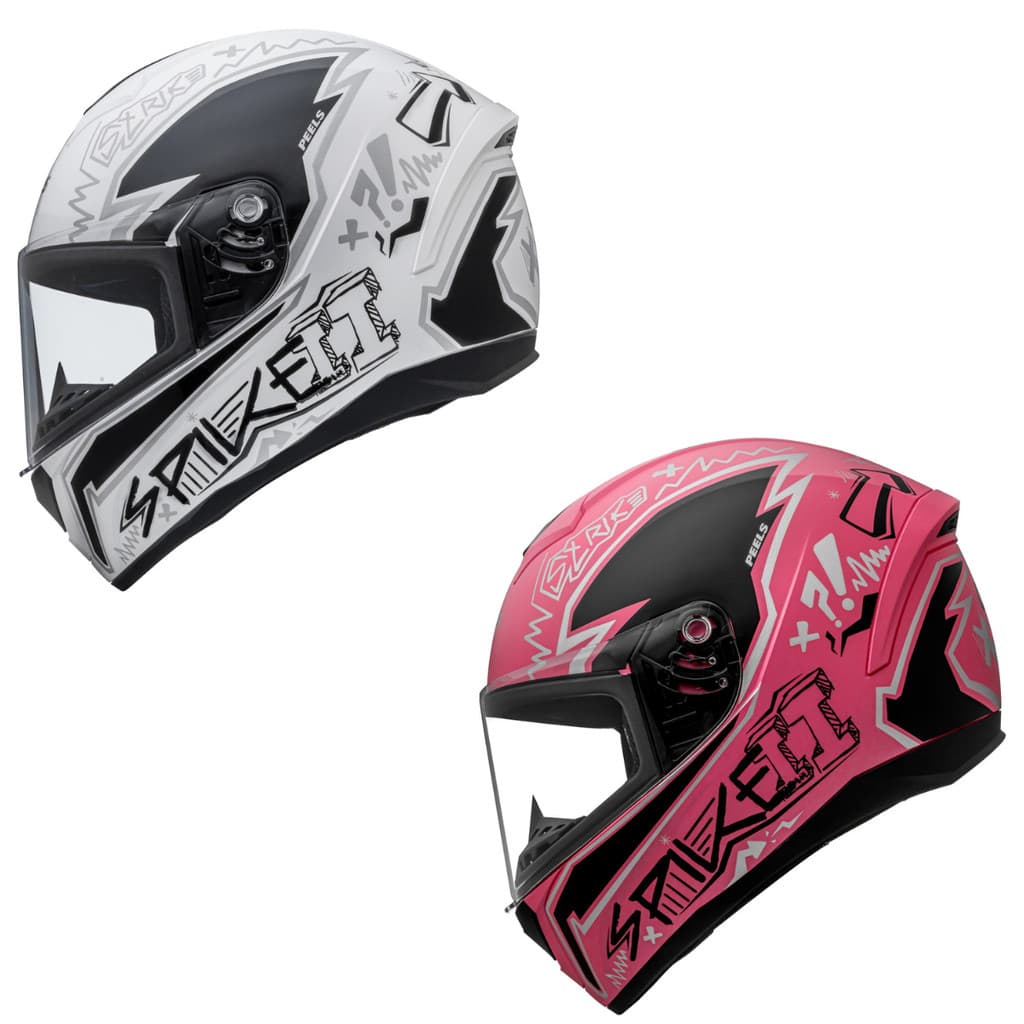 Capacete Moto Fechado Peels Spike II STK Feminino Unissex Masculino Motoboy Rosa Branco