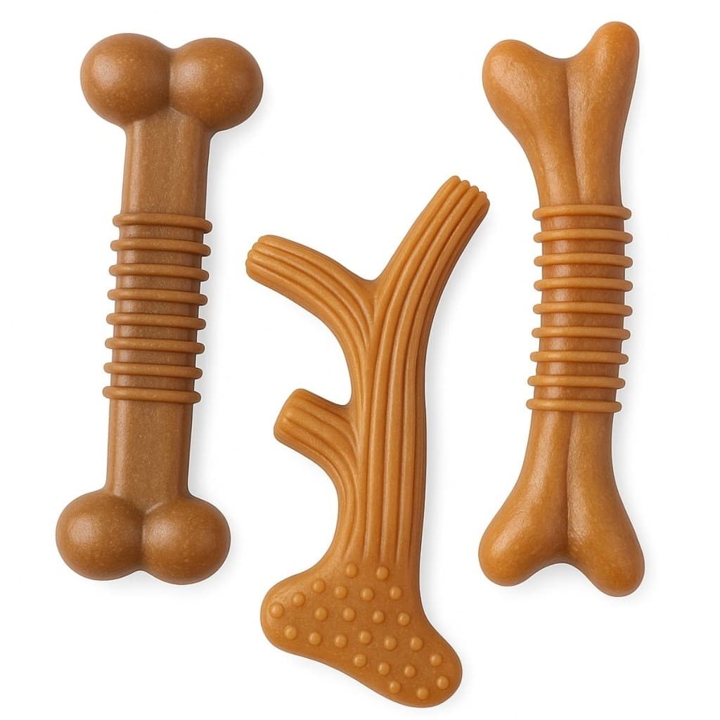 Brinquedo de Cachorro Cães Pet Mordedor Osso Galho com Som Apito Resistente Nylon Sortido
