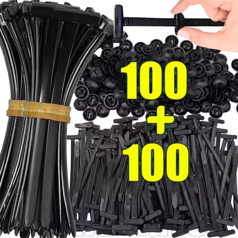 40/60/100Set Nylon Car Cable Tie Fivela Fixa-Laços Zip De Travamento Automático Universais-Fio De Clipes De Fixação De C