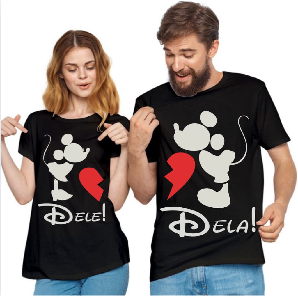 Camiseta Noivos Kit Casal Camiseta T Shirts Masculina e Feminina Mickey & Minnie Premium Envio Rápido