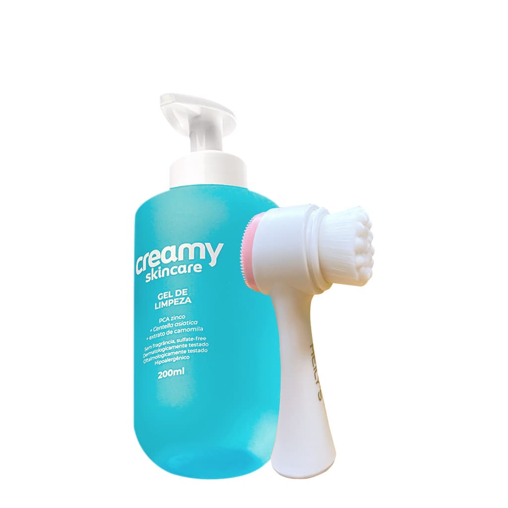 Kit Creamy Skincare Gel de Limpeza Escova de Limpeza Facial 2 em 1 (2 produtos)
