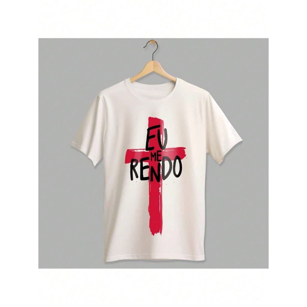 Camiseta Unissex Infantil Estampa Gospel Eu Me Rendo blusa Juvenil em Algodão