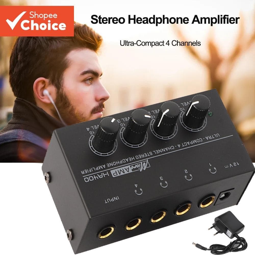 Ha400 Amplificador De Fone De Ouvido 4-Canais Com Adaptador Europeu Para Mixer De Música E Gravação Ultra Compacto
