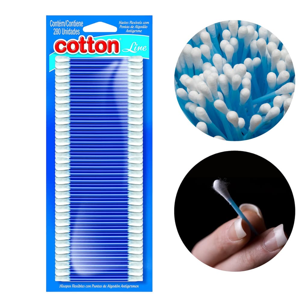 Cotonete Hastes Flexíveis De Algodão Cotton Line Com Pontas Antigermes Para Pacote Chá De Bebê