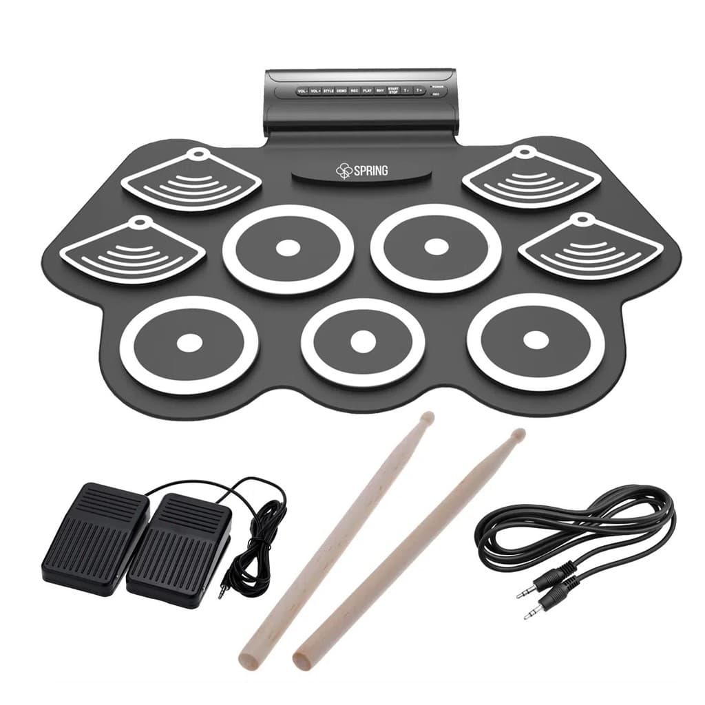 Bateria Eletrônica Spring 1975 9 Peças com Pedal
