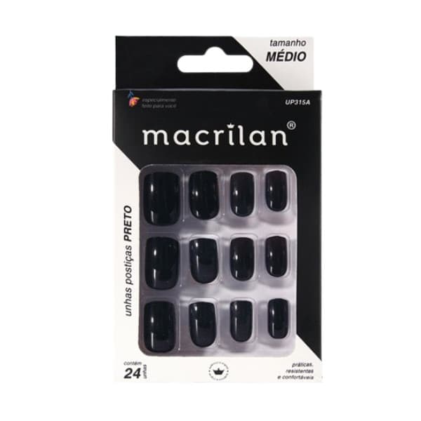 Unha Postiça Media Up315A Macrilan Preto Tradicional C/24