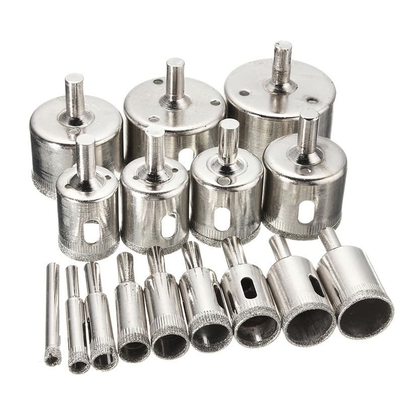 Brocas Diamantadas Serra Copo furar Vidro Granito Ceramica 6 a 50 mm kit ferramentas.++ZemMart++