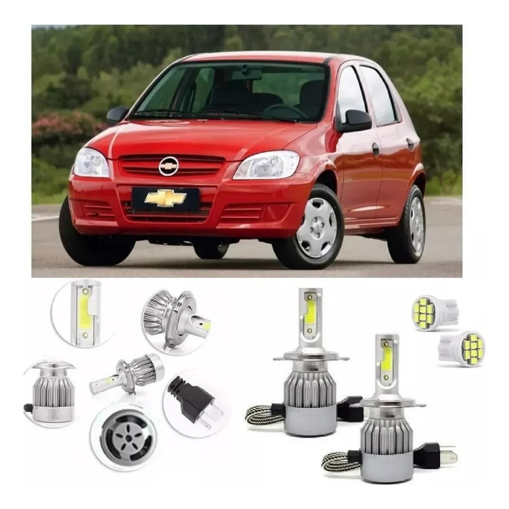 Kit Lampadas Led Celta 2000 A 2009 2010 2011 Farol Alto Baixo
