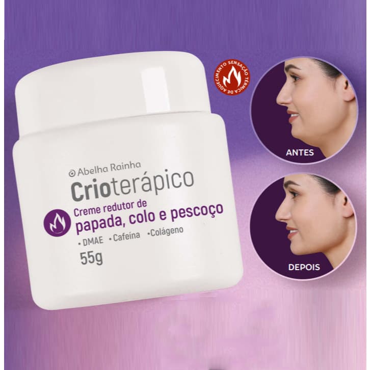 Creme Crioterápico Redutor de Papada Lifting Natural e Firmeza Instantânea 55g Abelha Rainha