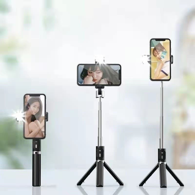 Bastão Pau de selfie Tripé Retrátil Com Luz LED Controle Bluetooth Celular-Techo Pro