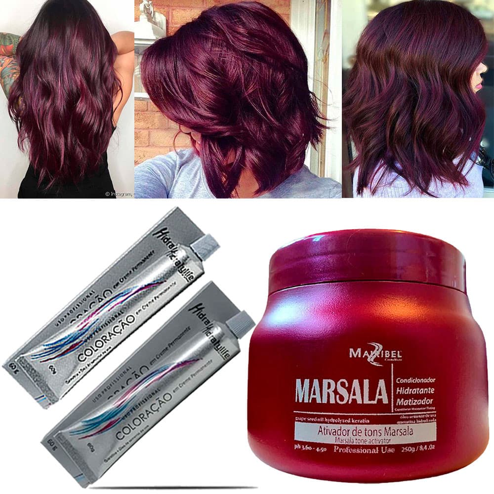Kit Vinho Marsala 01 Mascara 250g e 02 Coloração Mairibel