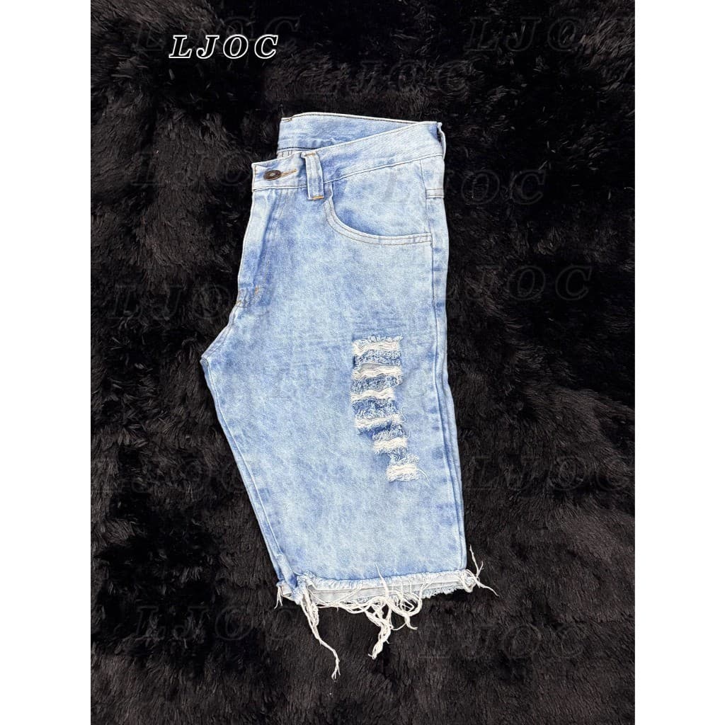 Bermuda Rasgada Jeans Masculina  Destroyed Moda Verão Tendência Linha Premium Original Outlet de fábrica