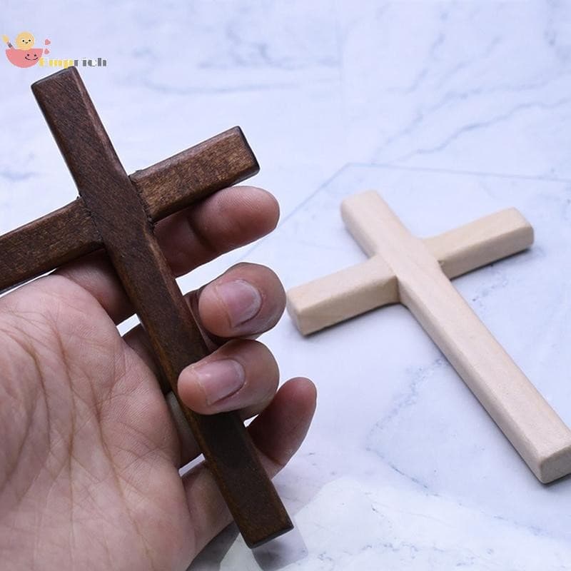 EMCH > Cruz De Madeira Cristã 12 Cm (4.7 Pol .) Parede Suspensa Grande Crucifixo Longo Duas Cores Novo
