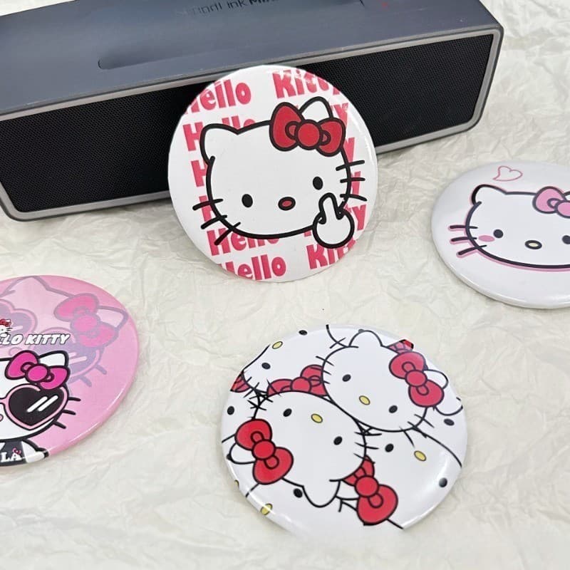 Novo Estilo Instagram Pequeno Bonito Dos Desenhos Animados Kitty Espelho Mini Redondo Portátil De Um Lado