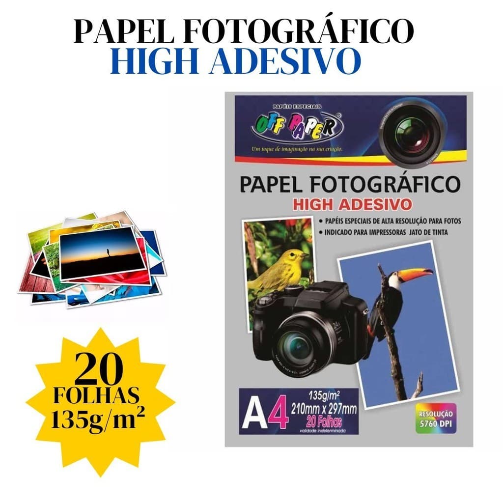 Papel Fotográfico High Glossy Adesivo Off Paper 135g