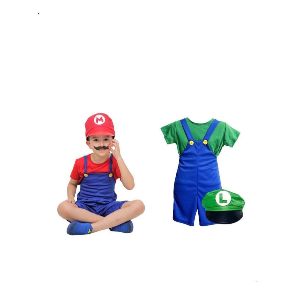 Kit 2 Fantasias Mario Bros E Luigi Completa Infantil Irmãos- Envio Imediato