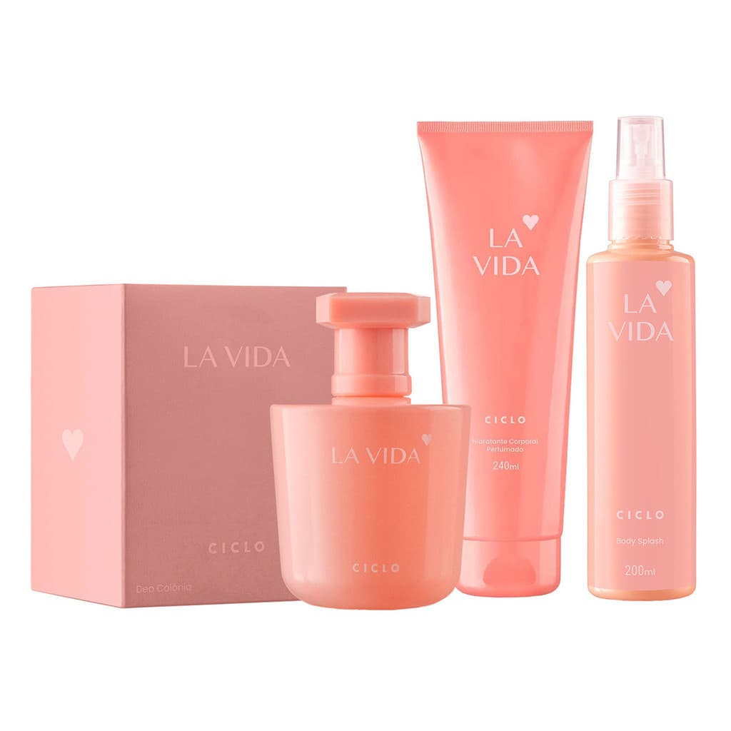 La Vida Ciclo Cosméticos Kit: Colônia Caixa + Hidratante + Body Splash