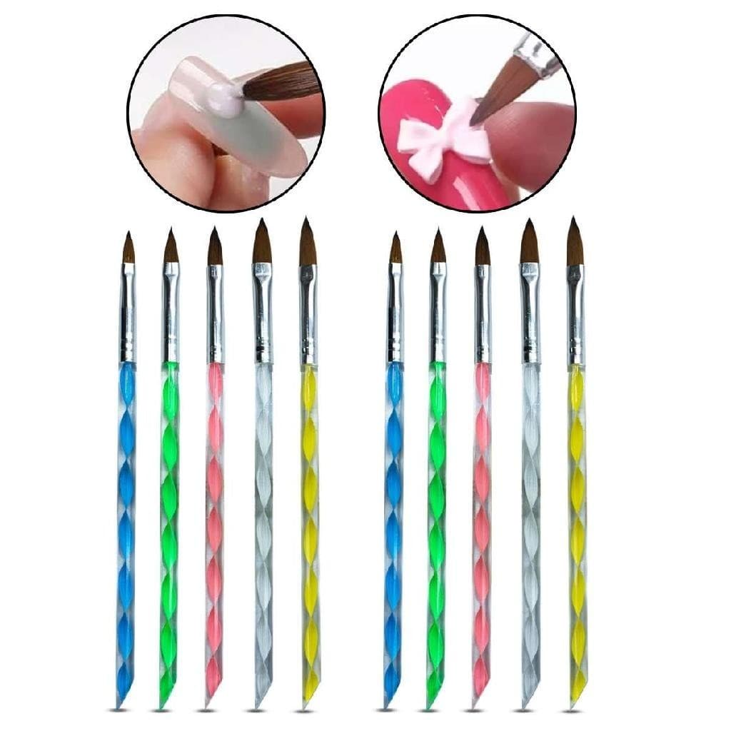 Kit 10 Pincéis Decoração de Unha Gel Sólido Pó Acrílico Aquarela Fibra Nail Art Pincel Pintura Massa