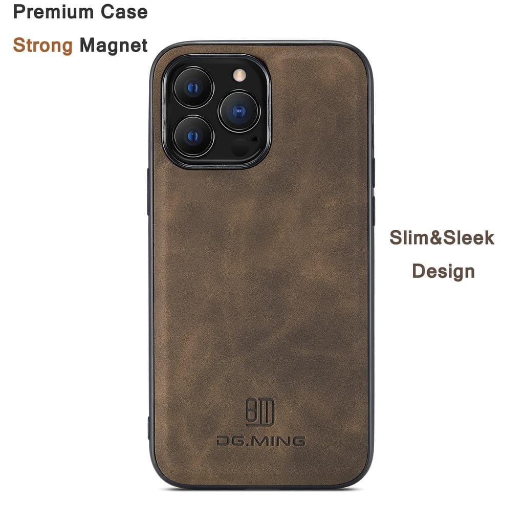 DG MING Forte Magnético Caso De Telefone Para iPhone 12 13 11 14 15 16 17 Pro Max XS X Luxo Retro Capa De Couro