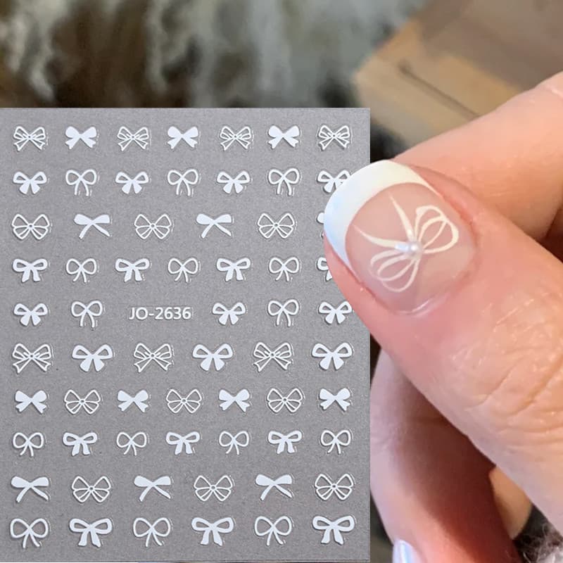 Adesivo De Unha 3D Decalques Com Laço Francês Decorações De Manicure Autoadesivas DIY Acessórios Fofos Para Unhas