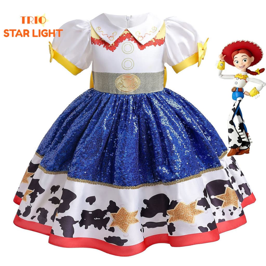 " Toy Story " Costume Kid's Cosplay Jessie Princess Dress Girls Festa De Aniversário Vestido