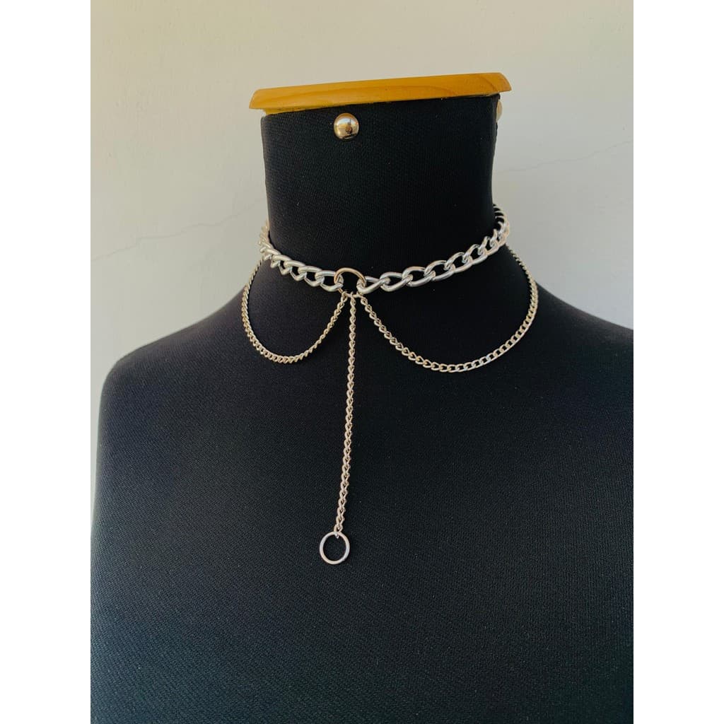 Colares choker banhados modelo gravata feminina de correntes