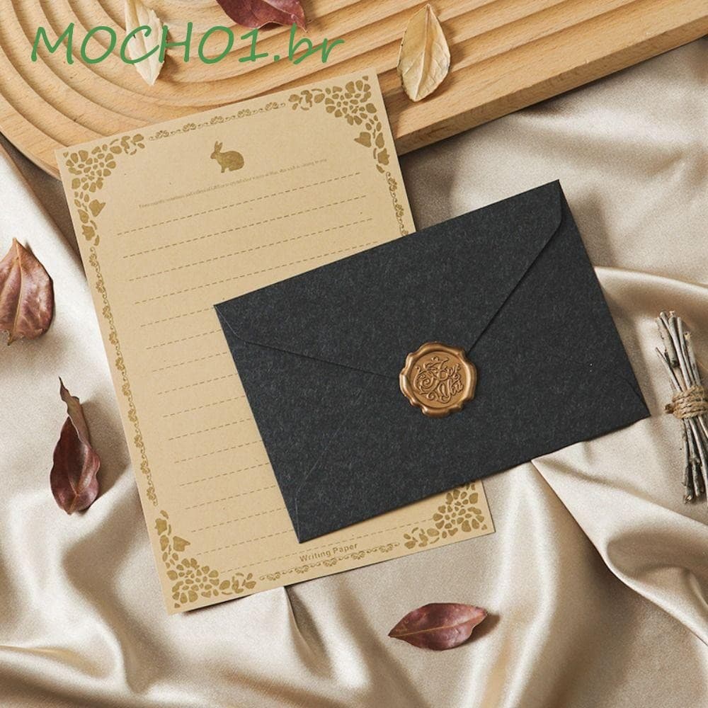 MOCHO1 10 Peças Conjunto De Papel De Carta De Decoração , Envelopes Vintage De Cartão De Convite , Retrô Romântico