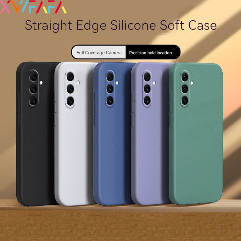 Capa Protetora De Silicone Líquido Para Telefone Samsung A06 A16 M35 M15 S24 FE A05 A15 A05S A25 A55 5G TPU De Borda Reta