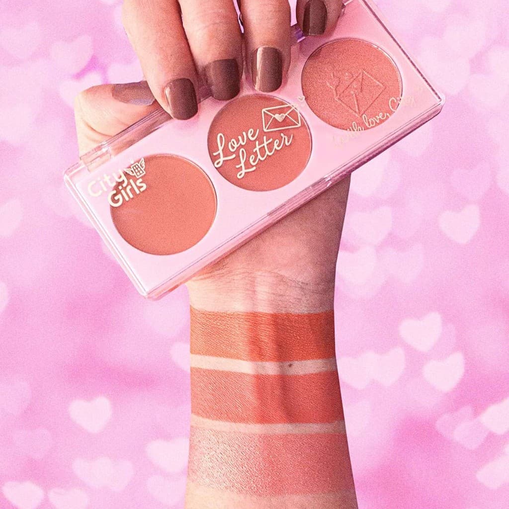 Paleta de Blush Trio Pessego Rosado Love Letter City Girls