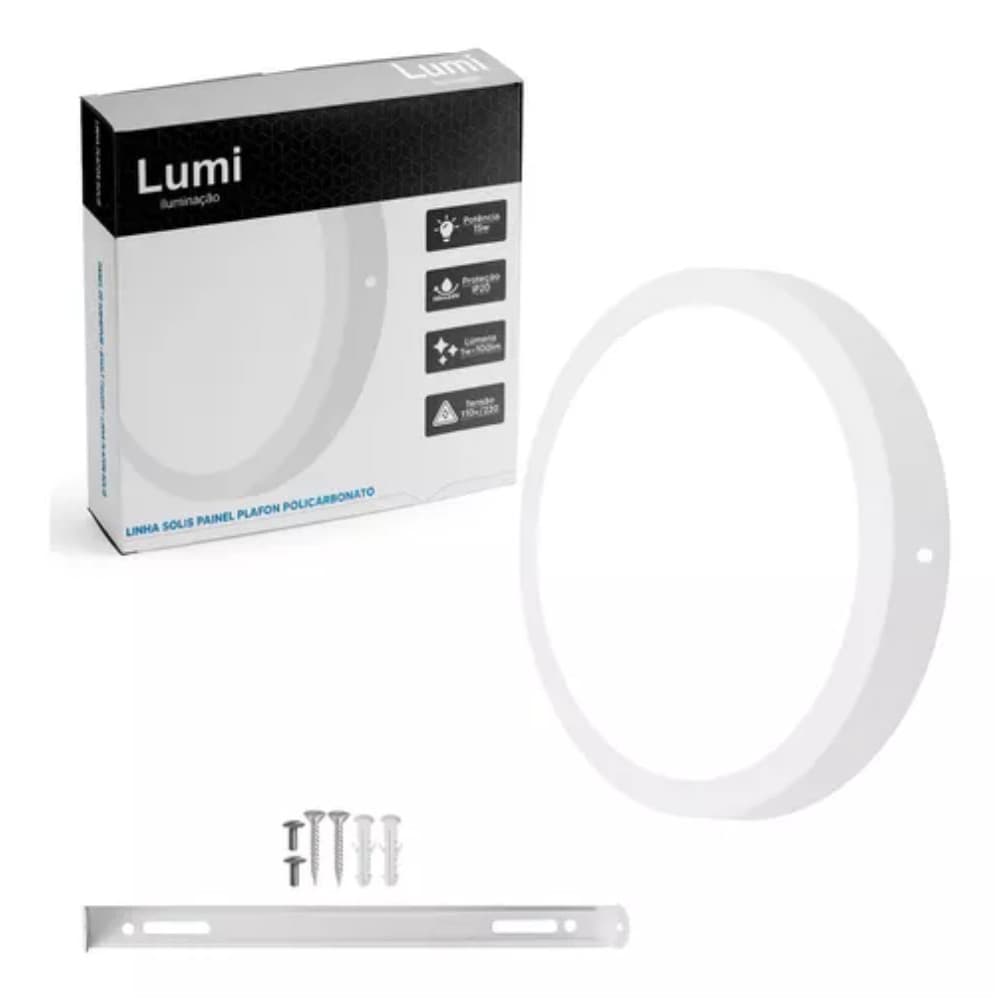 Luminária  Plafon Sobrepor Redondo 15w Branco 160x160mm