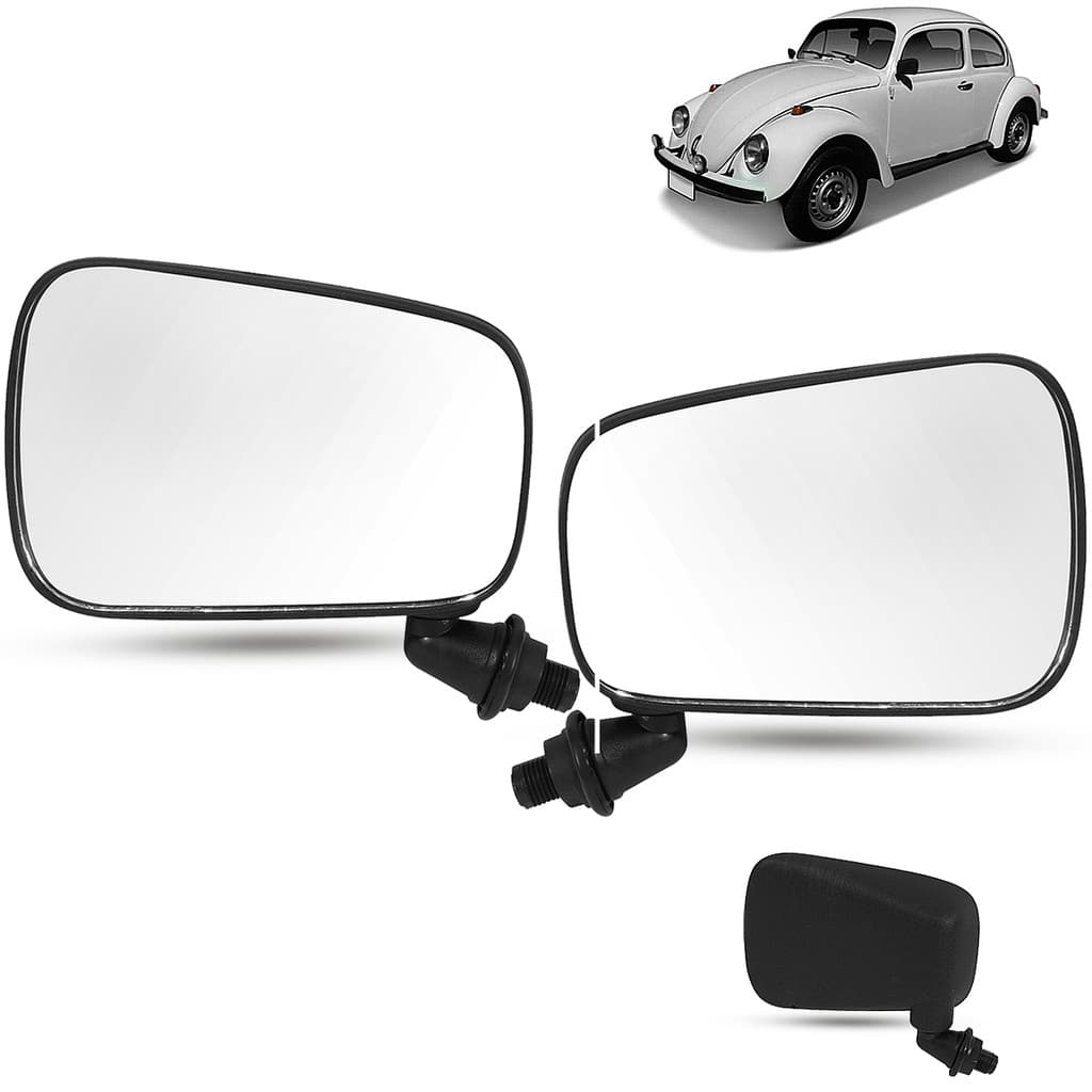 Par de Espelho Retrovisor Externo Preto Volkswagen Fusca Fusquinha Fuscão Todos
