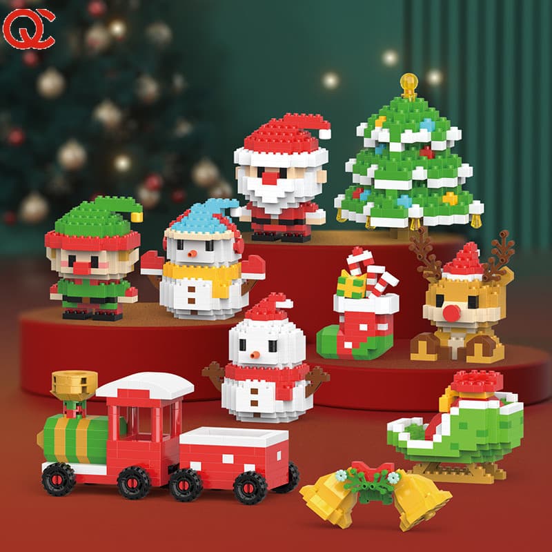 DIY Bloco De Construção De Natal Boneco De Neve Elk Papai Noel Modelo Micro Tijolo Árvore Decoração Crianças Brinquedo Presente