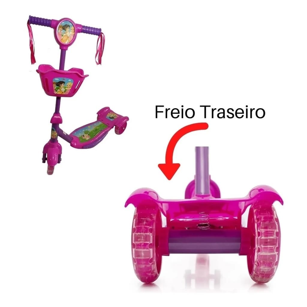 Patinete Infantil 3 Rodas Com Música E Luz Led Criança Radical