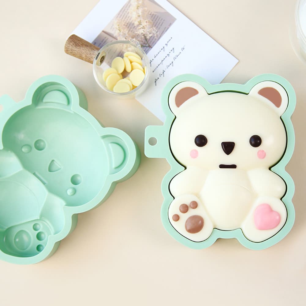Molde de Silicone em Forma de Urso de Desenho Animado KALAIEN para Chocolate, Mousse, Fondant, Antiaderente, Fácil de De