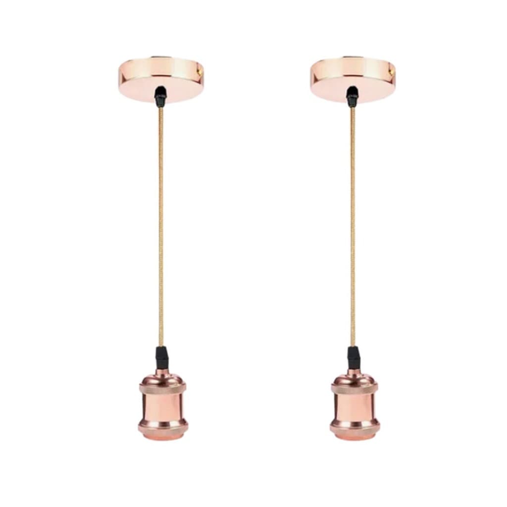 Lustres Pendentes Luminária Vintage Metal Rose -Kit 2 unidades